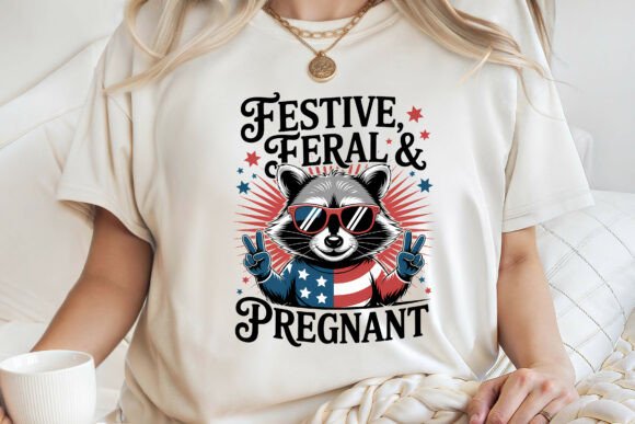 4th of July Pregnancy Reveal Raccoon PNG Graphics