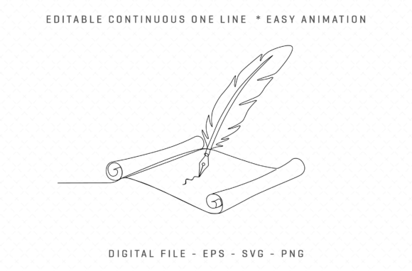 Continuous Line Drawing of Quill Pen