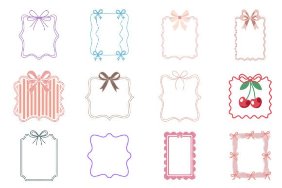 Cute Decorative Bow Frame Set: Graphics for Print Materials Mockups