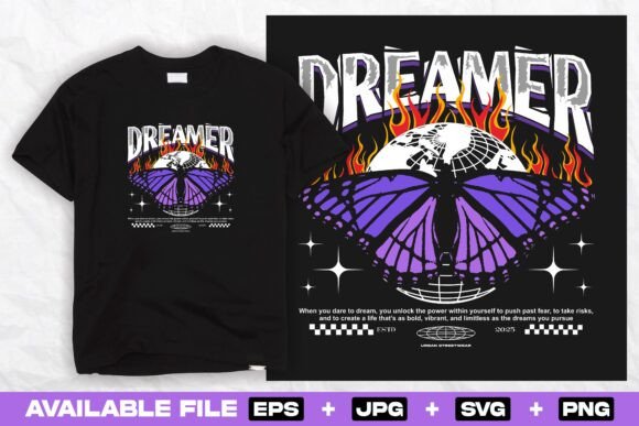 Dreamer Butterfly Streetwear Design Graphics