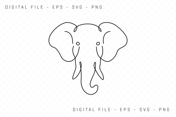 Elephant Face Line Art Illustration Graphics