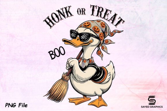 Honk or Treat Girly Goose Halloween Png Graphics