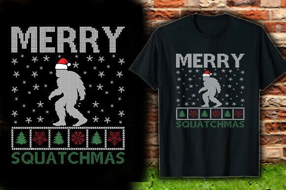 Merry Squatchmas Vector T-Shirt Design