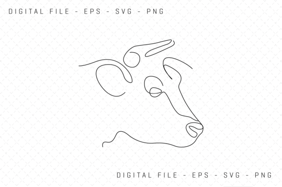 Minimal Cow Face Portrait Graphics