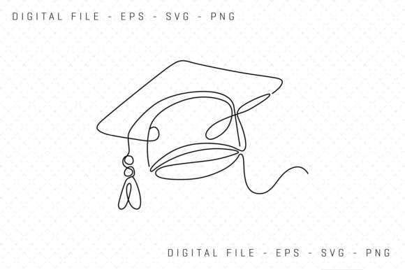 Minimalist One Line Art Graduation Cap Graphics