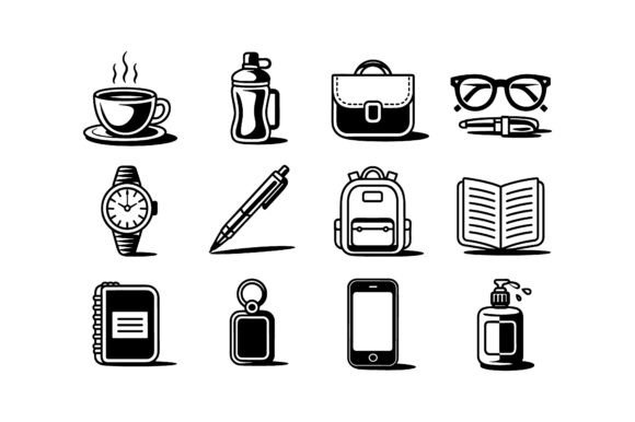 Modern Lifestyle Daily Essentials Icon Graphics