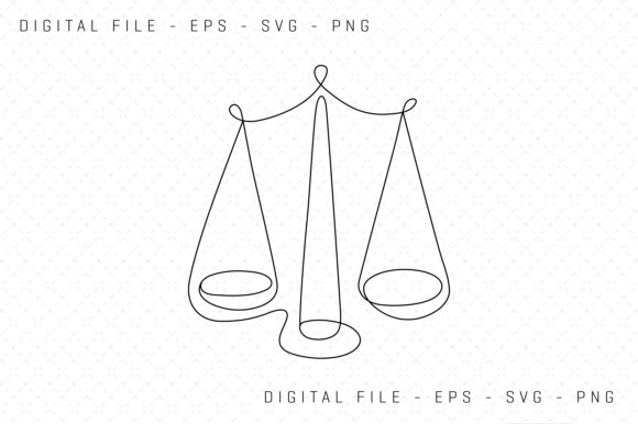 One-Line Art of Justice Balance Scales: Graphics for Editorial Design
