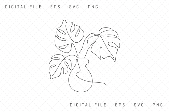 One Line Art of Tropical Monstera Leaf: Graphics and Illustrations for Real Projects