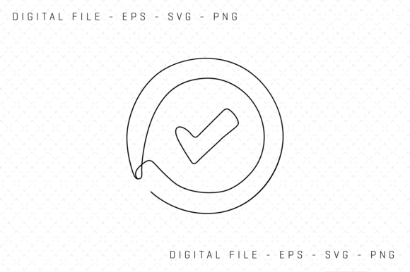 One Line Drawing of a Check Mark – Graphics and Illustrations