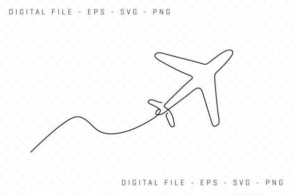One Line Vector Drawing of an Airplane: Graphics & Illustrations for Digital Sellers