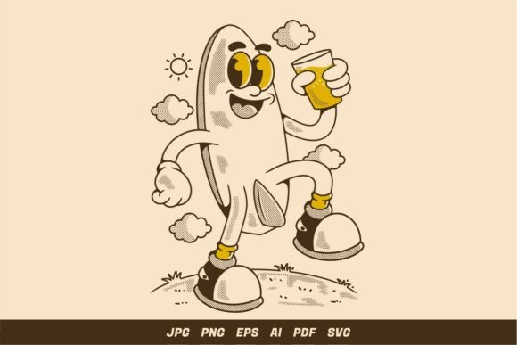 Retro Cartoon Surfboard Character Graphics
