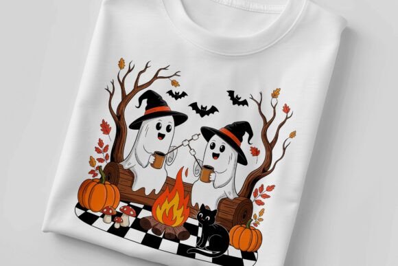 Retro Cute Ghost Halloween T Shirt Design