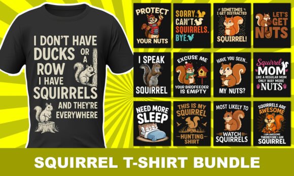 Squirrel T-Shirt Design Bundle: Graphics for Creative Selling
