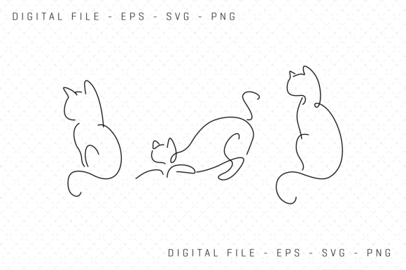 Three Cats Abstract Feline Movement Art: Graphics & Illustrations