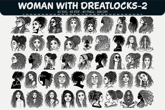 Woman with Dreadlocks Clipart–45 Design